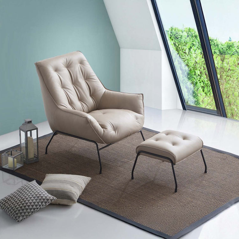 Zusa Accent Chair & Ottoman, Khaki Top Grain Leather Acme