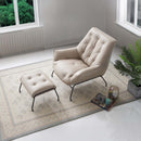 Zusa Accent Chair & Ottoman, Khaki Top Grain Leather Acme