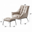 Zusa Accent Chair & Ottoman, Khaki Top Grain Leather Acme