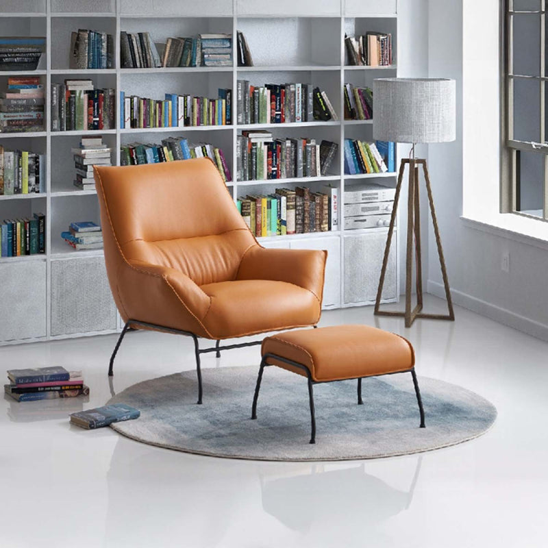 Jabel Accent Chair & Ottoman, Sandstone Top Grain Leather Acme