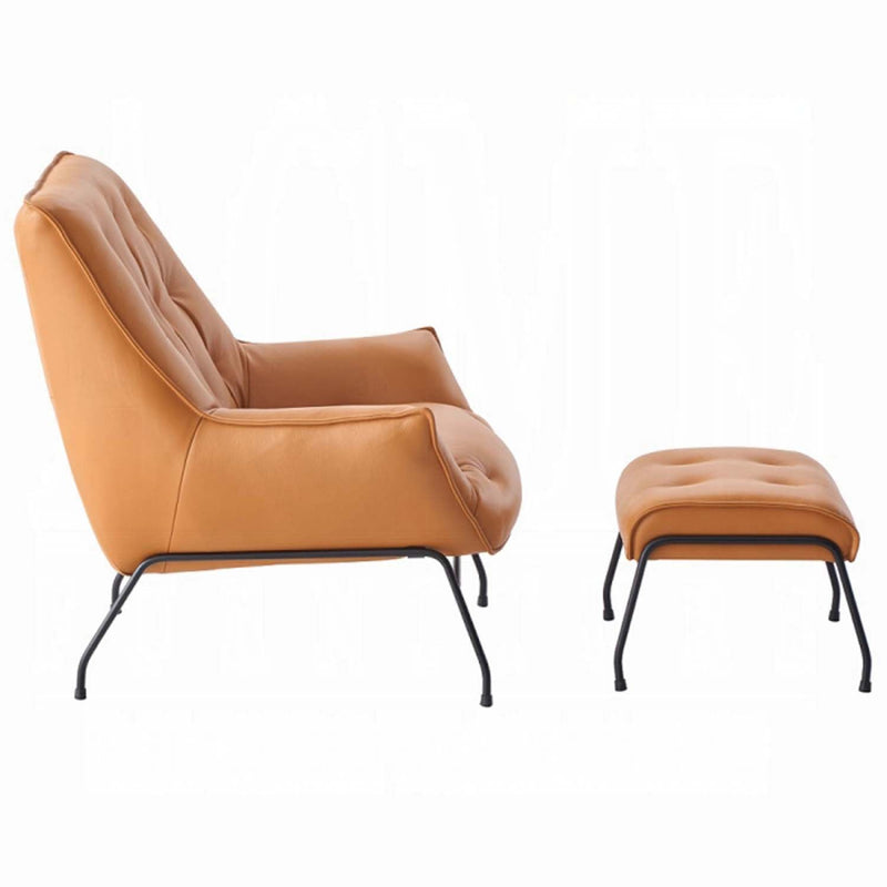 Jabel Accent Chair & Ottoman, Sandstone Top Grain Leather Acme