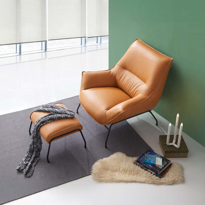 Jabel Accent Chair & Ottoman, Sandstone Top Grain Leather Acme