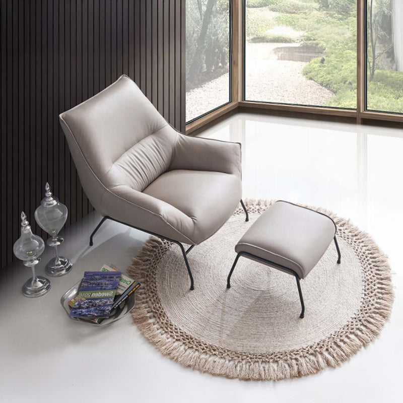 Jabel Accent Chair & Ottoman, Khaki Top Grain Leather Acme