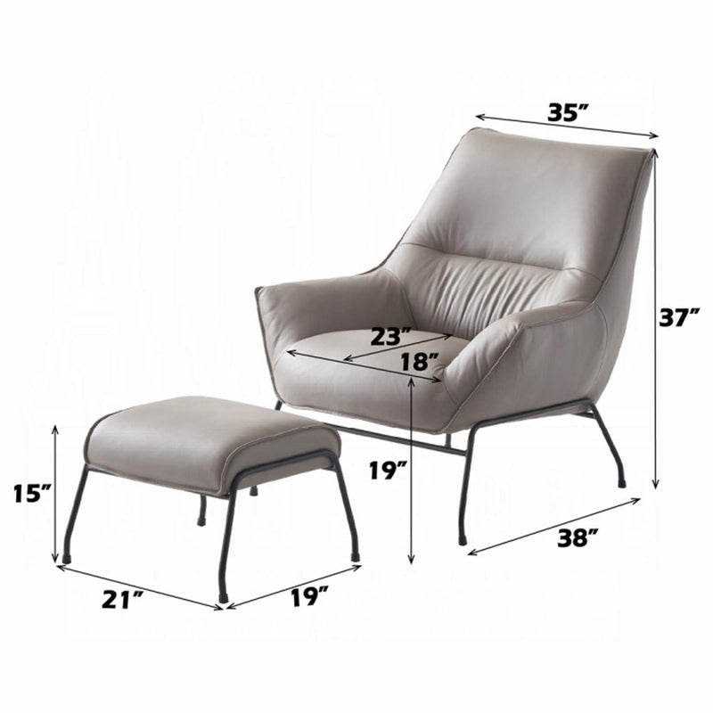 Jabel Accent Chair & Ottoman, Khaki Top Grain Leather Acme