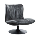 Piotr Accent Chair w/Swivel, Black Top Grain Leather Acme