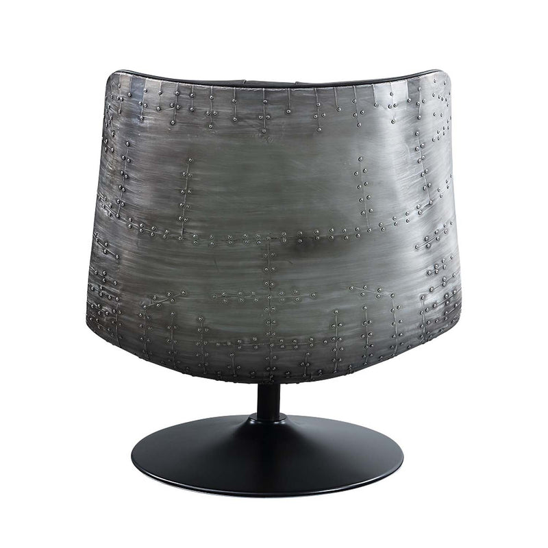 Piotr Accent Chair w/Swivel, Black Top Grain Leather Acme