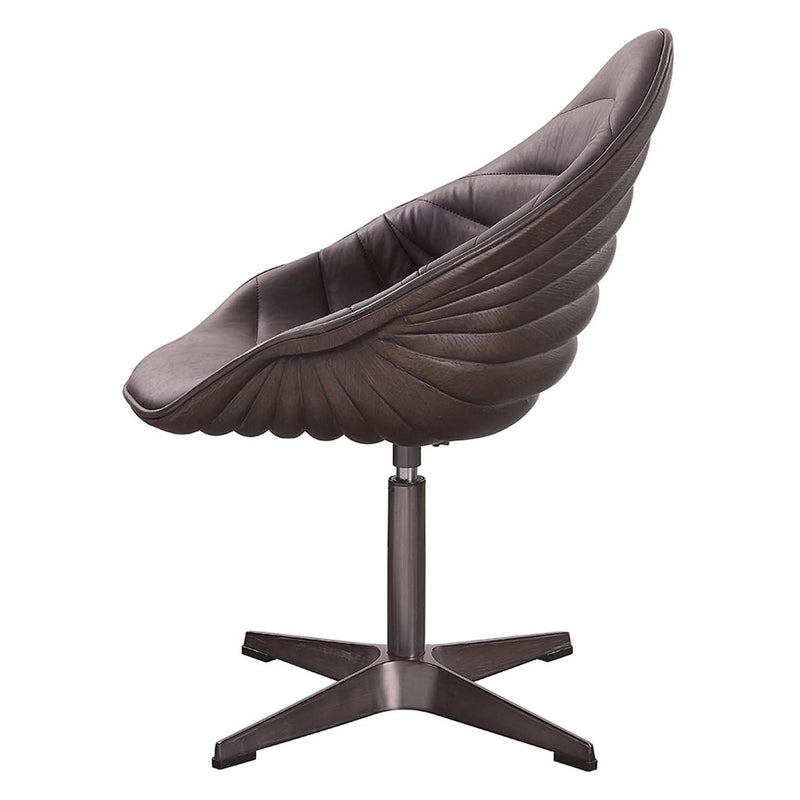 Pipino Accent Chair w/Swivel, Antique Ebony Top Grain Leather Acme