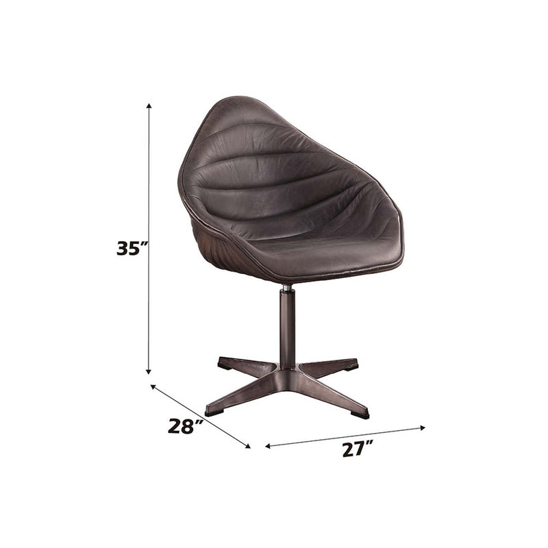 Pipino Accent Chair w/Swivel, Antique Ebony Top Grain Leather Acme