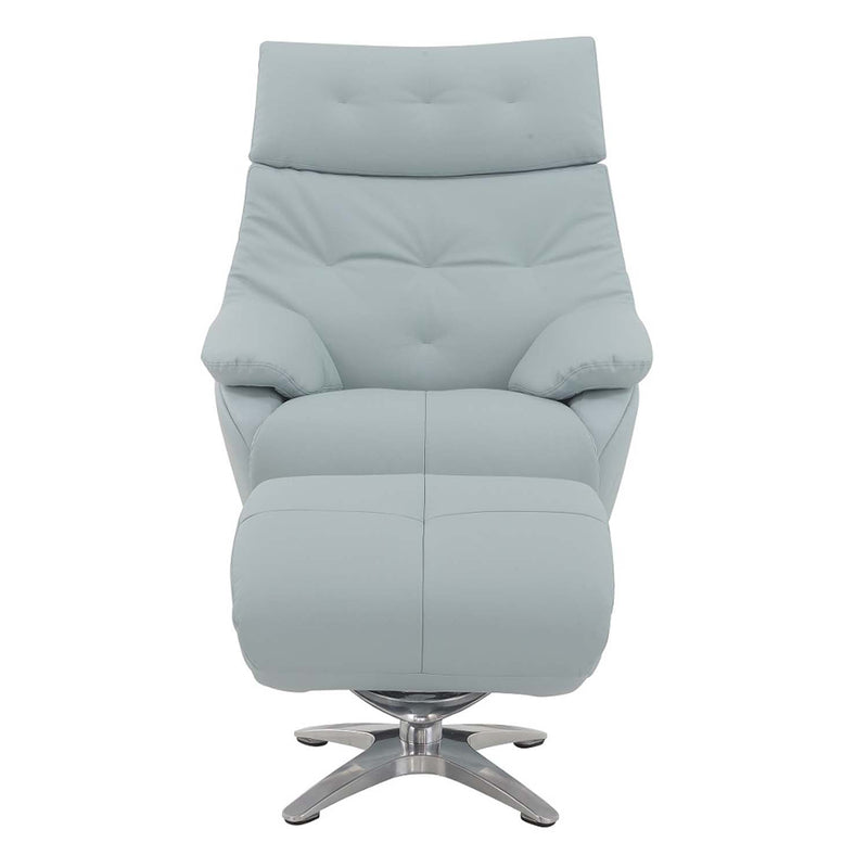 Janella Motion Accent Chair w/Swivel & Ottoman, Babyblue Leather Acme