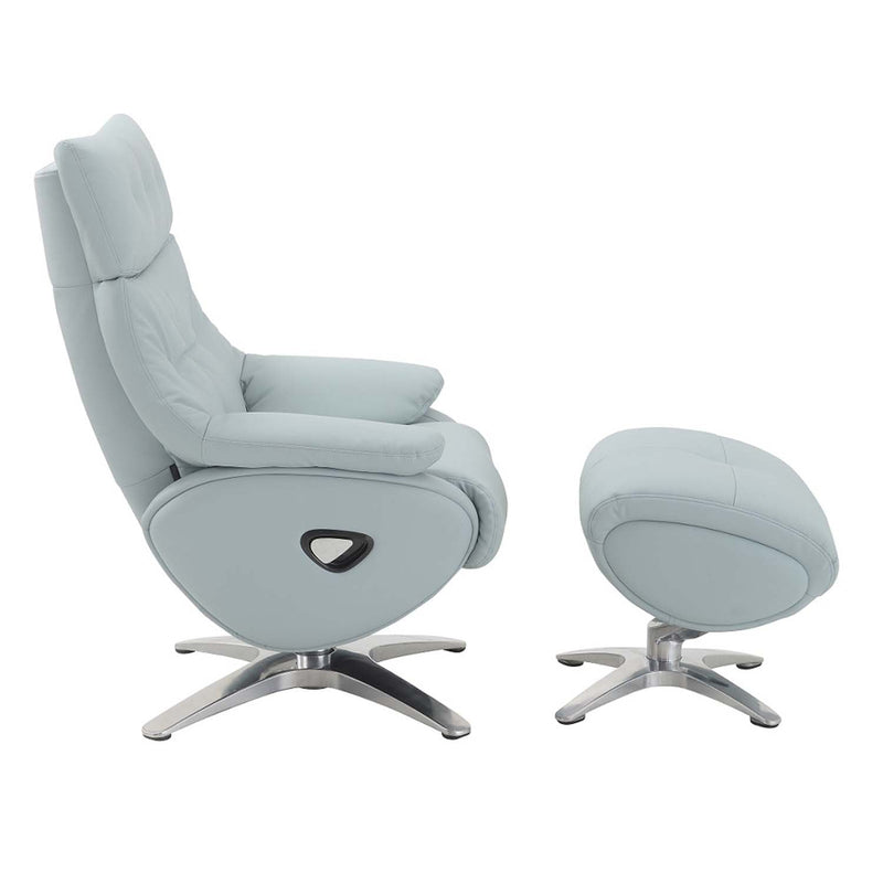 Janella Motion Accent Chair w/Swivel & Ottoman, Babyblue Leather Acme