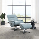 Janella Motion Accent Chair w/Swivel & Ottoman, Babyblue Leather Acme
