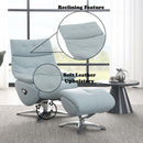 Janella Motion Accent Chair w/Swivel & Ottoman, Babyblue Leather Acme