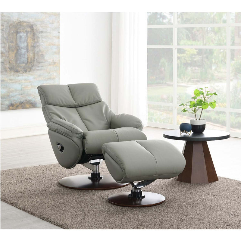 Kandoro Motion Accent Chair w/Swivel & Ottoman, Gray Leather Acme