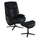 Labonita Motion Accent Chair w/Swivel & Ottoman, Black Top Grain Leather Acme