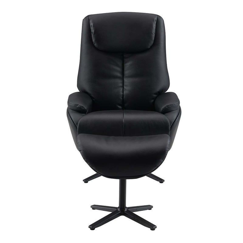 Labonita Motion Accent Chair w/Swivel & Ottoman, Black Top Grain Leather Acme