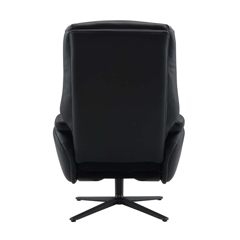 Labonita Motion Accent Chair w/Swivel & Ottoman, Black Top Grain Leather Acme