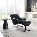 Labonita Motion Accent Chair w/Swivel & Ottoman, Black Top Grain Leather Acme
