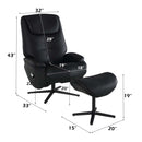 Labonita Motion Accent Chair w/Swivel & Ottoman, Black Top Grain Leather Acme