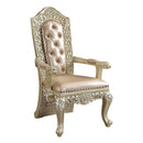Vatican Arm Chair 2Pc, Faux Leather & Champagne Silver Finish Acme