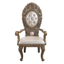 Constantine Arm Chair 2Pc, Faux Leather , Brown & Gold Finish Acme