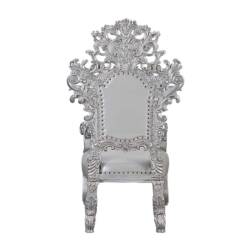 Valkyrie Arm Chair 2Pc, Faux Leather & Antique Platinum Finish Acme