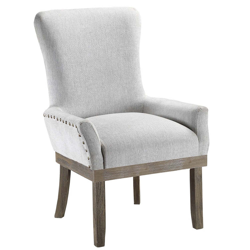 Landon Arm Chair, Gray Linen & Salvage Gray Finish Acme
