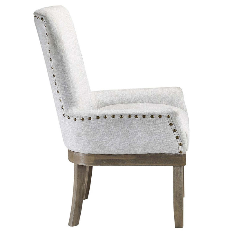 Landon Arm Chair, Gray Linen & Salvage Gray Finish Acme