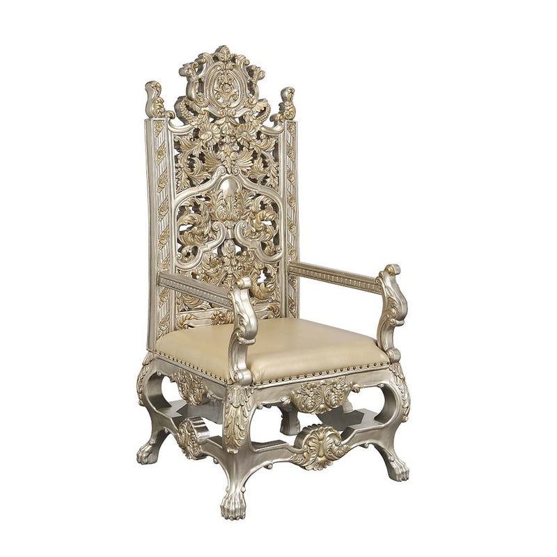 Danae Arm Chair 2Pc, Faux Leather , Champagne & Gold Finish Acme