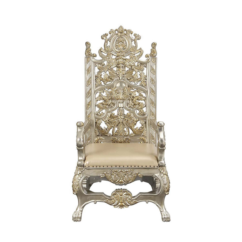 Danae Arm Chair 2Pc, Faux Leather , Champagne & Gold Finish Acme