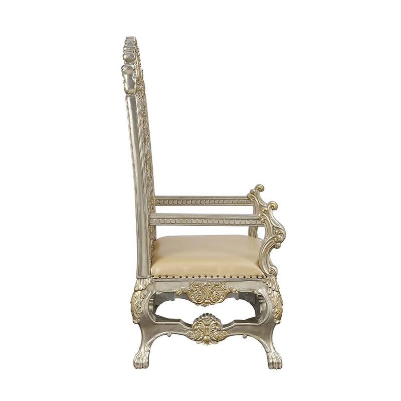 Danae Arm Chair 2Pc, Faux Leather , Champagne & Gold Finish Acme