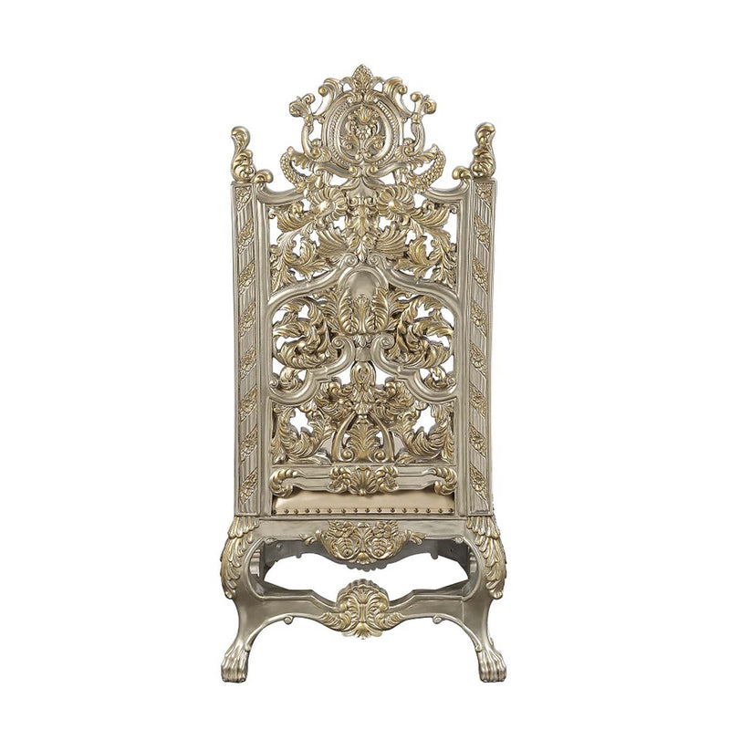 Danae Arm Chair 2Pc, Faux Leather , Champagne & Gold Finish Acme