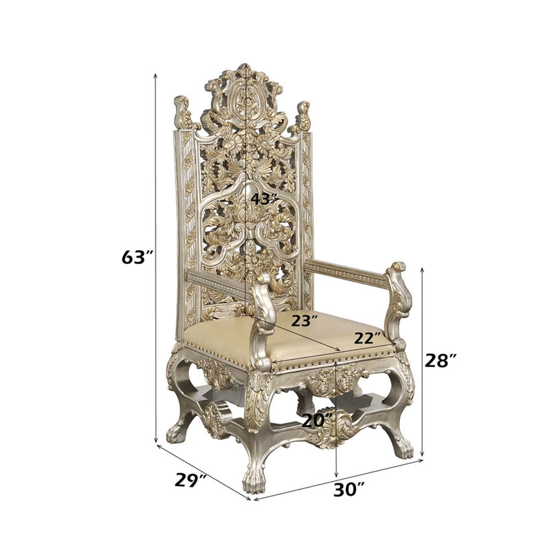 Danae Arm Chair 2Pc, Faux Leather , Champagne & Gold Finish Acme