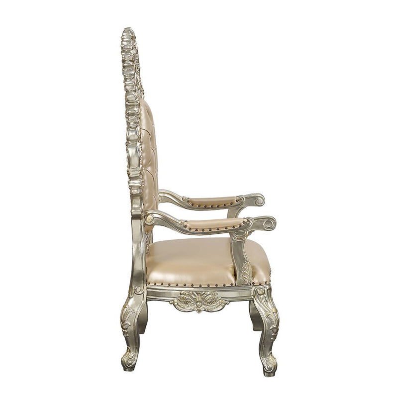 Sorina Arm Chair 2Pc, Faux Leather & Antique Gold Finish Acme