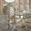 Sorina Arm Chair 2Pc, Faux Leather & Antique Gold Finish Acme