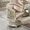 Sorina Arm Chair, Faux Leather & Antique Gold Finish Acme