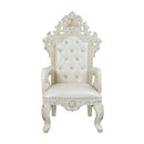 Adara Arm Chair 2Pc, Pearl White Faux Leather & Antique White Finish Acme