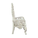 Adara Arm Chair 2Pc, Pearl White Faux Leather & Antique White Finish Acme
