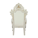 Adara Arm Chair 2Pc, Pearl White Faux Leather & Antique White Finish Acme