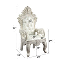 Adara Arm Chair 2Pc, Pearl White Faux Leather & Antique White Finish Acme