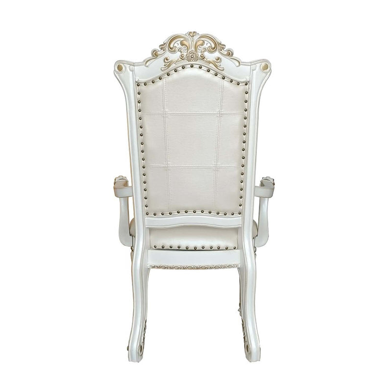 Vendome Arm Chair 2Pc, Faux Leather & Antique Pearl Finish Acme