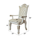Vendome Arm Chair 2Pc, Faux Leather & Antique Pearl Finish Acme