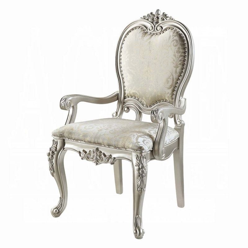Bently Arm Chair 2Pc, Fabric & Champagne Finish Acme