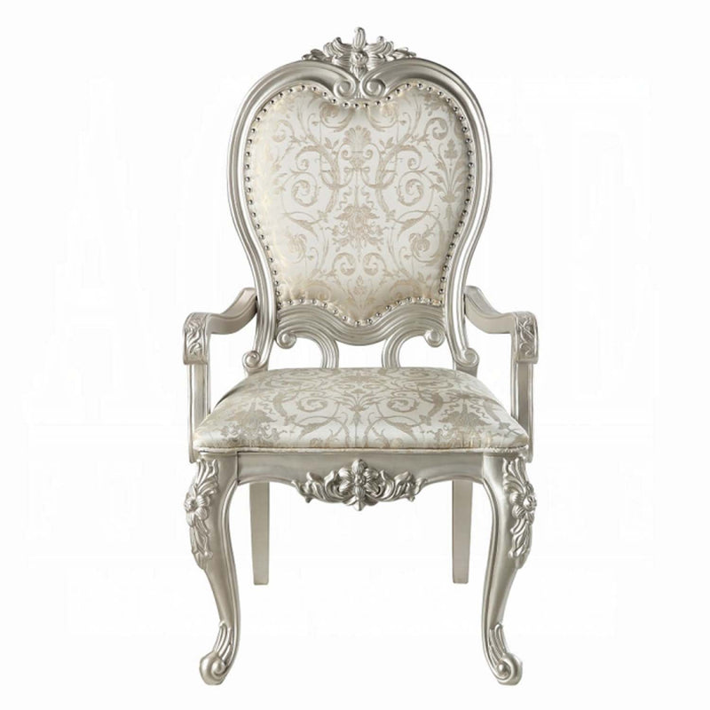 Bently Arm Chair 2Pc, Fabric & Champagne Finish Acme