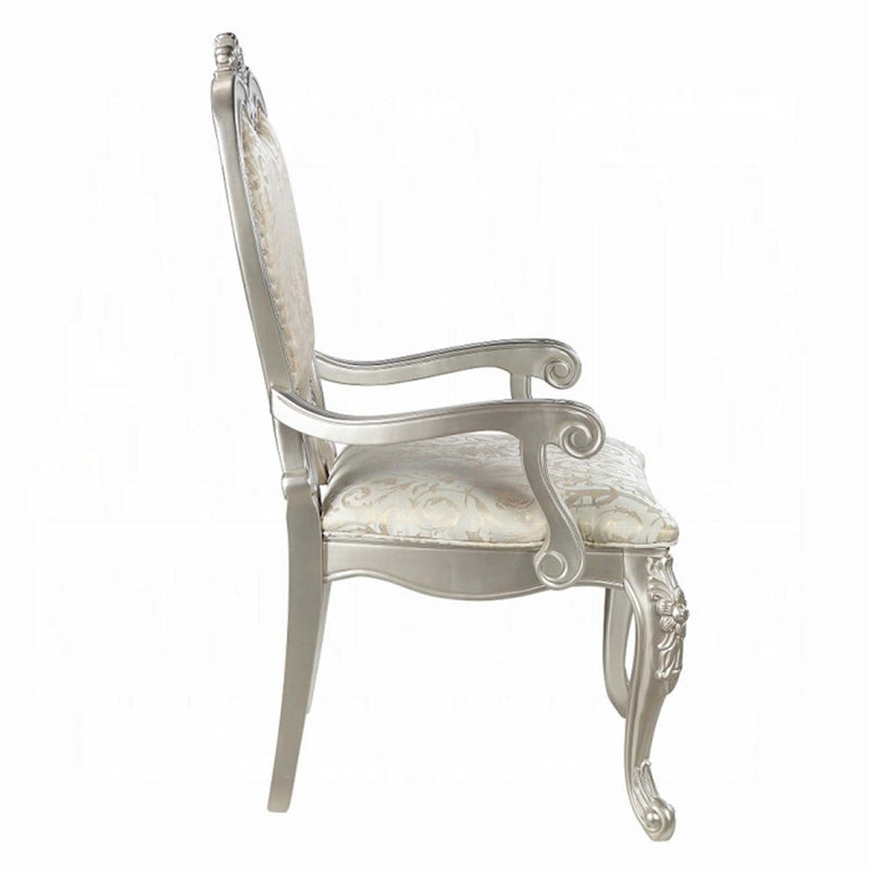 Bently Arm Chair 2Pc, Fabric & Champagne Finish Acme