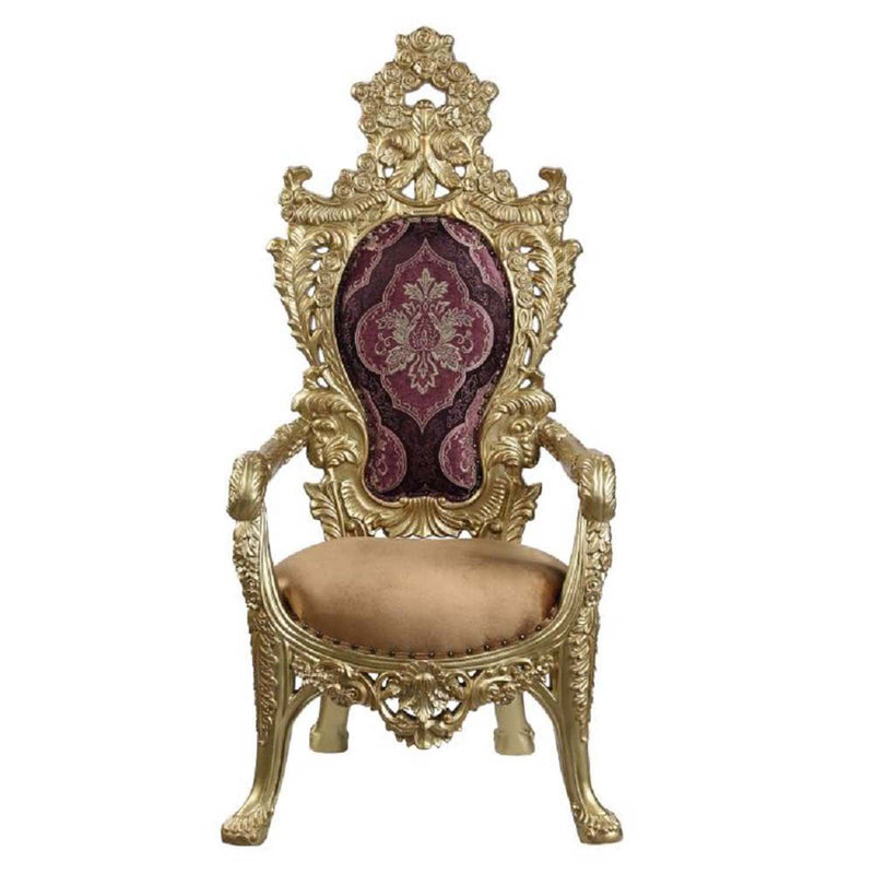 Bernadette Arm Chair 2Pc, Pattern Fabric & Gold Finish Acme