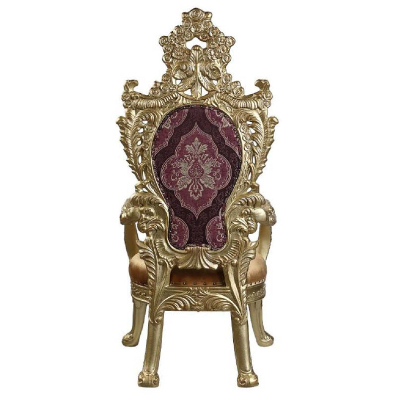 Bernadette Arm Chair 2Pc, Pattern Fabric & Gold Finish Acme