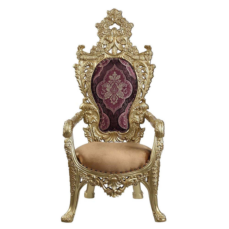 Bernadette Arm Chair 2Pc, Pattern Fabric & Gold Finish Acme