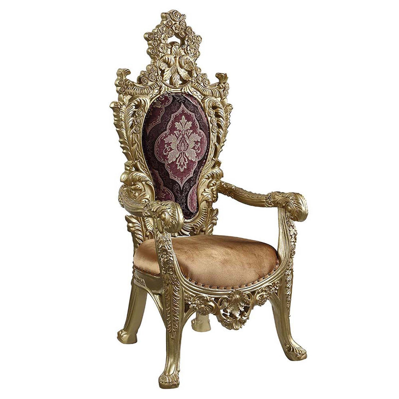Bernadette Arm Chair 2Pc, Pattern Fabric & Gold Finish Acme