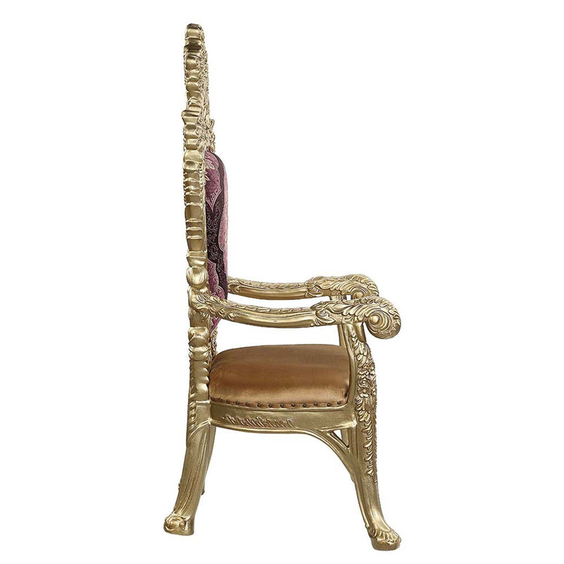Bernadette Arm Chair 2Pc, Pattern Fabric & Gold Finish Acme