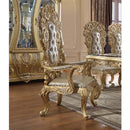 Cabriole Arm Chair 2Pc, Light Gold Faux Leather & Gold Finish Acme